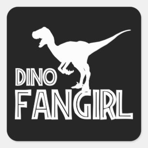 Sticker Carré Dino Fangirl - Dinosaur Lover