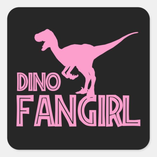 Sticker Carré Dino Fangirl - Dinosaur Lover (Devant)