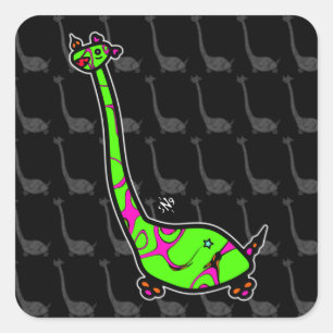 Sticker Carré Dino Joe Dino Dinosaures à cornes colorées comme c