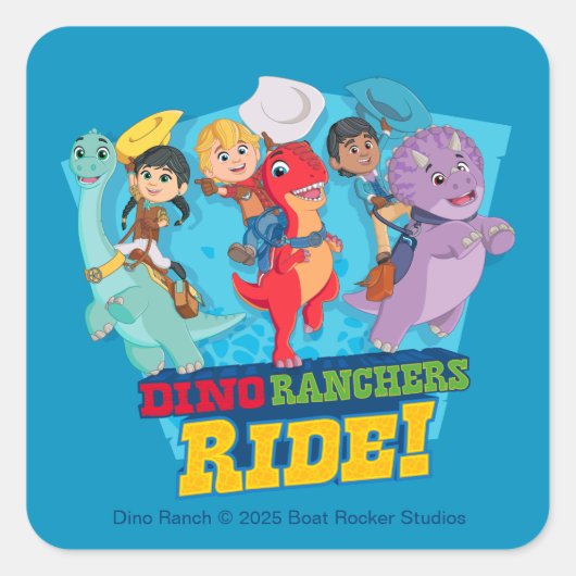 Sticker Carré Dino Ranch | Les Ranchers Ride ! (Devant)