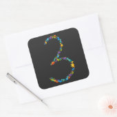 Sticker Carré Dinosaur 3ème anniversaire pour 3 ans (Enveloppe)