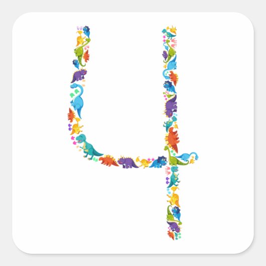 Sticker Carré Dinosaur 4e anniversaire pour 4 ans Sticke Carré (Devant)