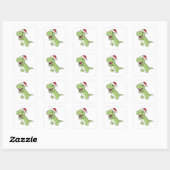 Sticker Carré Dinosaur Christmas Snow Winter T-Rex Dino (Feuille)