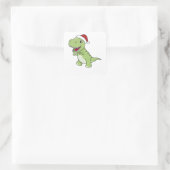 Sticker Carré Dinosaur Christmas Snow Winter T-Rex Dino (Sac)
