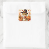 Sticker Carré Dinosaur de Thanksgiving mignon (Sac)