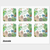 Sticker Carré Dinosaur Enfants 4e anniversaire (Feuille)