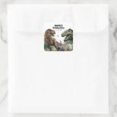 Sticker Carré Dinosaur fête d'anniversaire imprimable, T rex Ann (Sac)