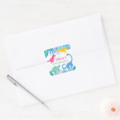 Sticker Carré Dinosaur fille 1er anniversaire coloré (Enveloppe)