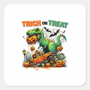 Sticker Carré Dinosaur Halloween Trick ou Traiter Bibs bébé
