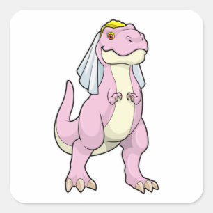 Sticker Carré Dinosaur mariée au Mariage avec Voile