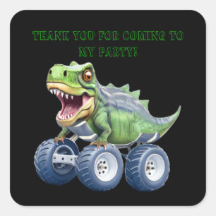 Sticker Carré Dinosaur monstre camion anniversaire personnalisé