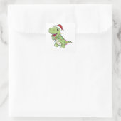 Sticker Carré Dinosaur Noël Neige hiver T-Rex Dino (Sac)