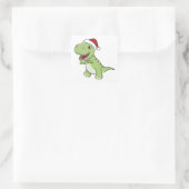 Sticker Carré Dinosaur Noël Neige hiver T-Rex Dino (Sac)