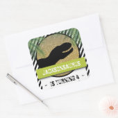 Sticker Carré Dinosaur noir blanc fête d'anniversaire (Enveloppe)
