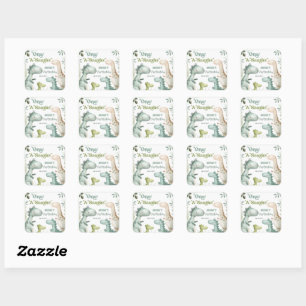 Sticker Carré Dinosaur One-A-Saurus Garçon 1er Anniversaire Favo