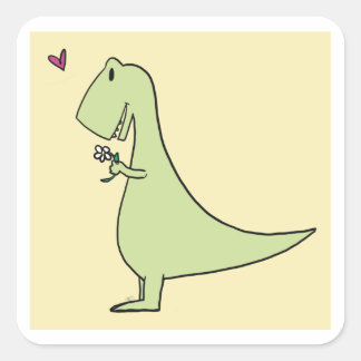 Sticker Carré Dinosaure amoureux