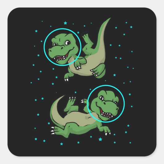 Sticker Carré Dinosaure Astronaut Cadeaux Enfants TRex Dinosaur (Devant)