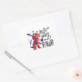 Sticker Carré Dinosaure blanc rouge occidental (Enveloppe)