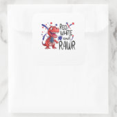 Sticker Carré Dinosaure blanc rouge occidental (Sac)