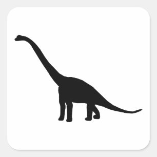 Sticker Carré Dinosaure Brontosaurus noir et blanc