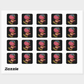 Sticker Carré dinosaure cool jouant skate board (Feuille)