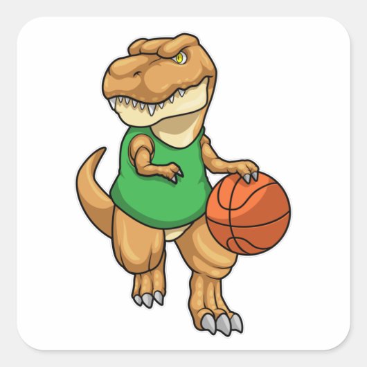Sticker Carré Dinosaure dans Sports avec basket-ball (Devant)