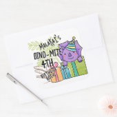 Sticker Carré Dinosaure fête d'anniversaire de Dino-Mite (Enveloppe)