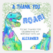Sticker Carré Dinosaure Merci coloré (Devant)