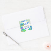 Sticker Carré Dinosaure Merci coloré (Enveloppe)