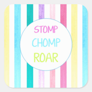 Sticker Carré Dinosaure Stomp Chomp Roar strié