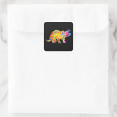 STICKER CARRÉ DINOSAURE TIE DYE (Sac)