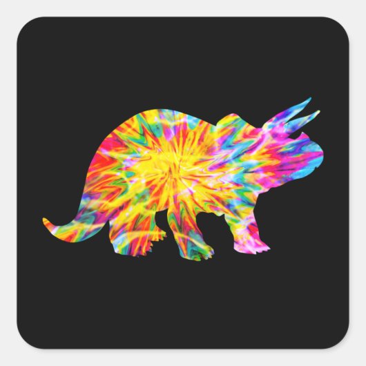 STICKER CARRÉ DINOSAURE TIE DYE (Devant)