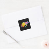 STICKER CARRÉ DINOSAURE TIE DYE (Enveloppe)