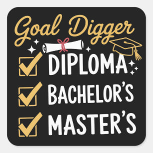 Sticker Carré Diplômé de Master Objectif Creusé a Réussi sa Prom