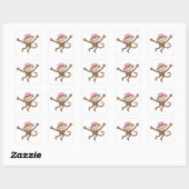 Sticker Carré Diplôme de singe rose (Feuille)