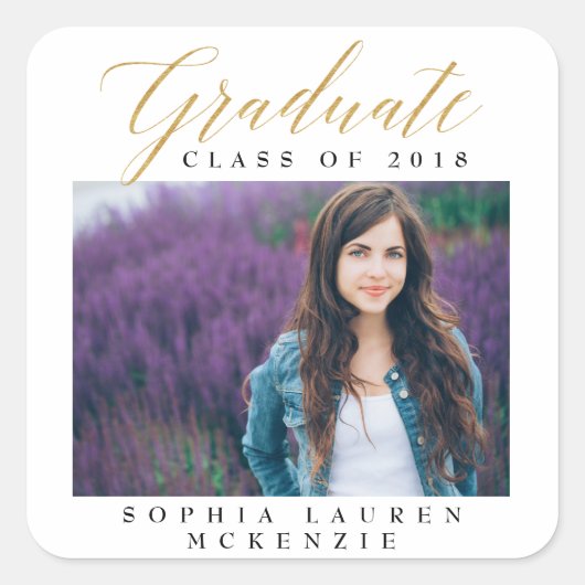 STICKER CARRÉ DIPLÔMÉ ÉLÉGANT ET MODERNE (Devant)