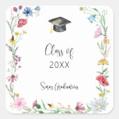 Sticker Carré Diplôme fleur sauvage (Devant)