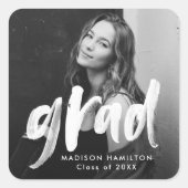 Sticker Carré Diplôme photo de script de pinceau moderne (Devant)