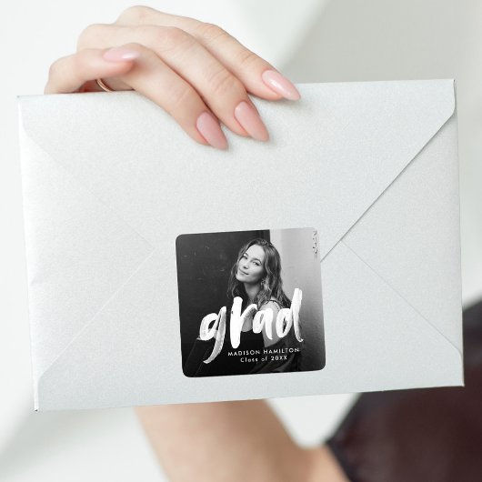 Sticker Carré Diplôme photo de script de pinceau moderne