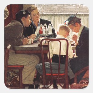 Sticker Carré Dire grâce par Norman Rockwell