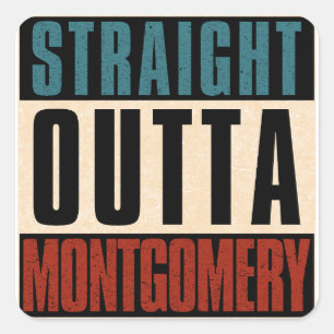 Sticker Carré Directement en direction de Montgomery Alabama AL