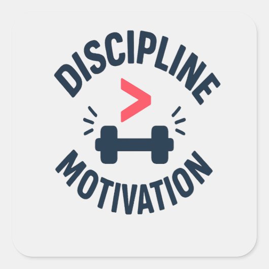Sticker Carré DIscipline Greater than Motivation- Gym Fitness  (Devant)