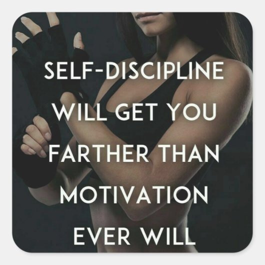 Sticker Carré Discipline vs Motivation - Inspiration de gym pour (Devant)