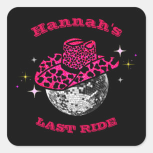 Sticker Carré Disco Cowgirl Bachelorette fête