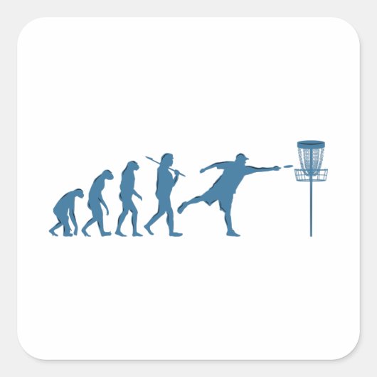 Sticker Carré Disk Golf Evolution - Un cadeau amusant pour Disk  (Devant)