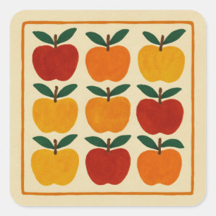 Sticker Carré Disposition de pommes joyeuses