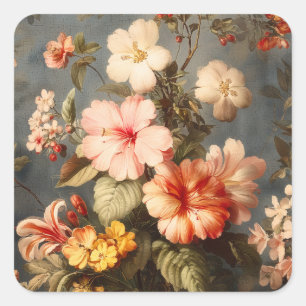 Sticker Carré Disposition florale vintage vibrante