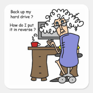 Sticker Carré Disque Dur Sauvegarde Humoristique