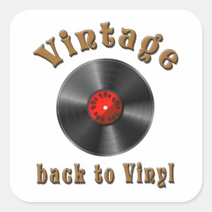 Sticker Carré Disque retro, vinyle, vintage, oldie runder