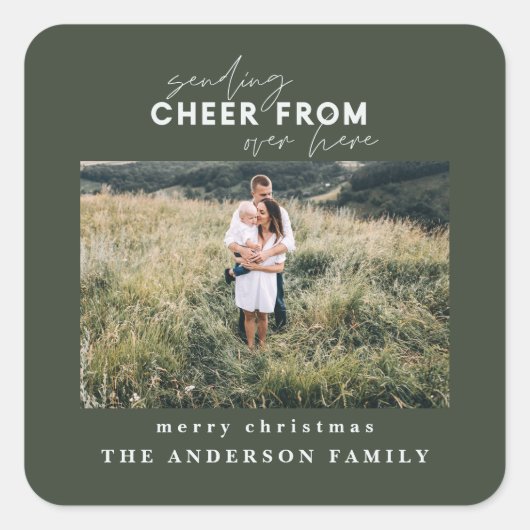 Sticker Carré distance du script envoi de la réception d'ici (Devant)